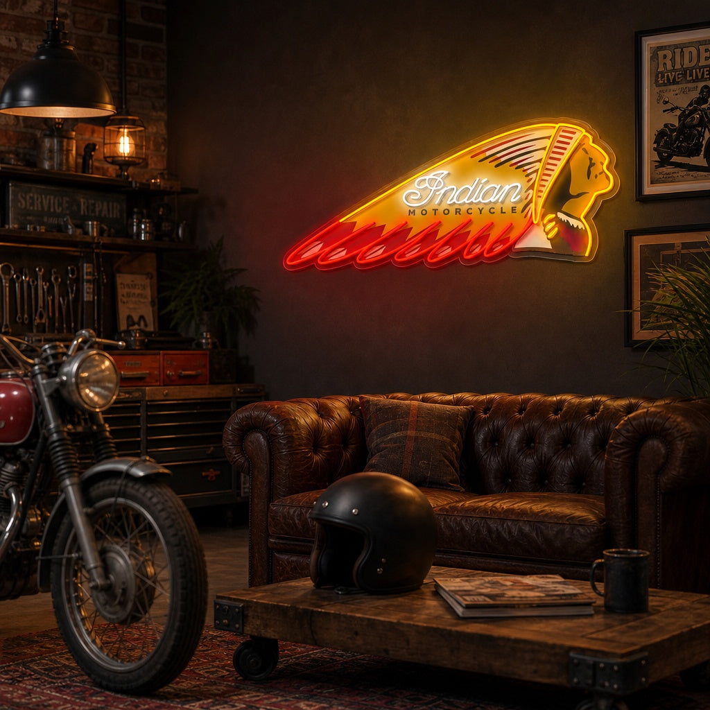 "Retro Motorcycle" UV Print LED Neon Sign