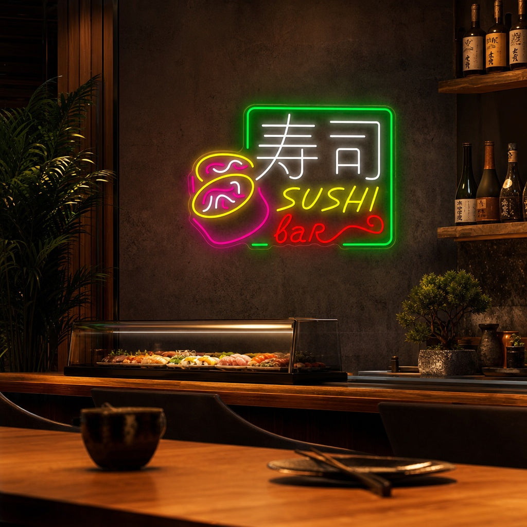 Sushi Bar Neon Sign, Japanese Restaurant Decor