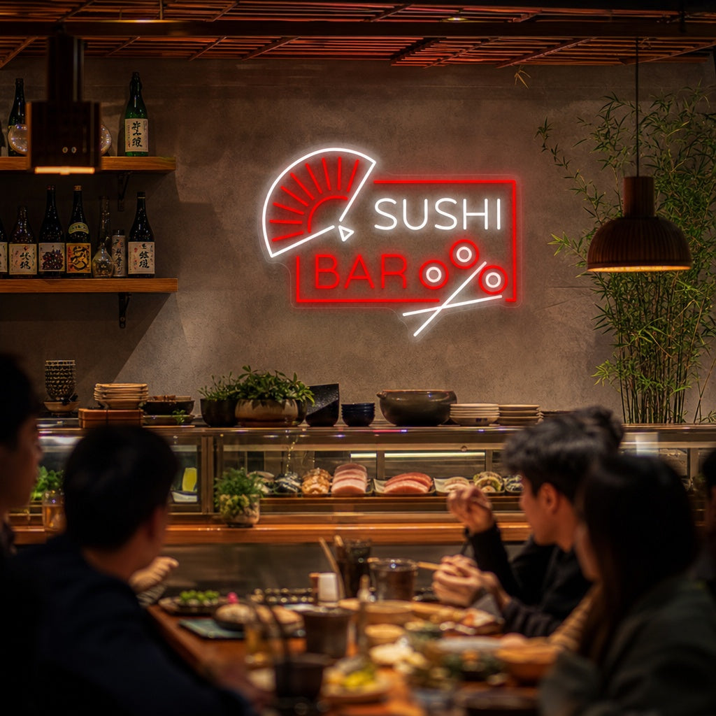 Sushi Bar Neon Sign, Japanese Restaurant Decor