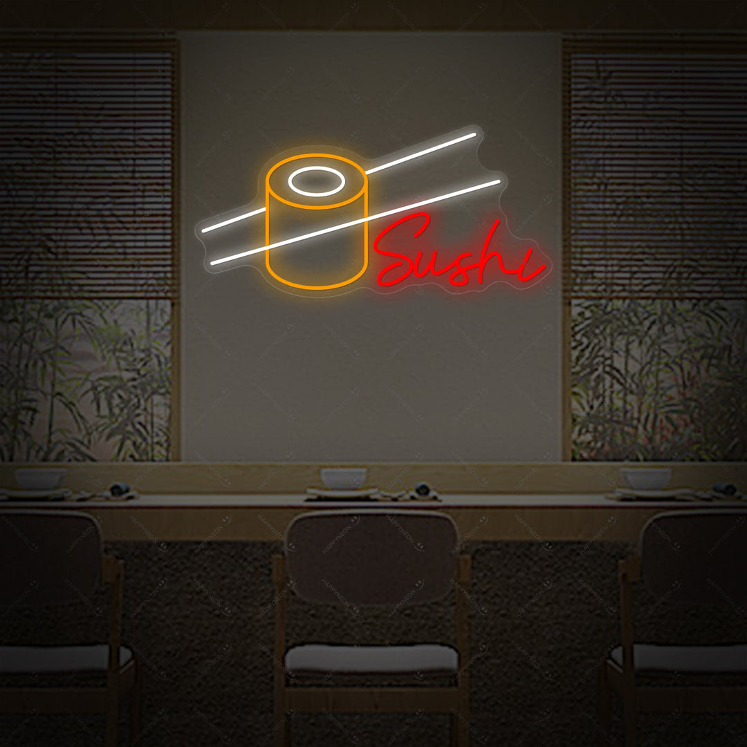 Sushi Roll Neon Sign, Japanese Restaurant Decor