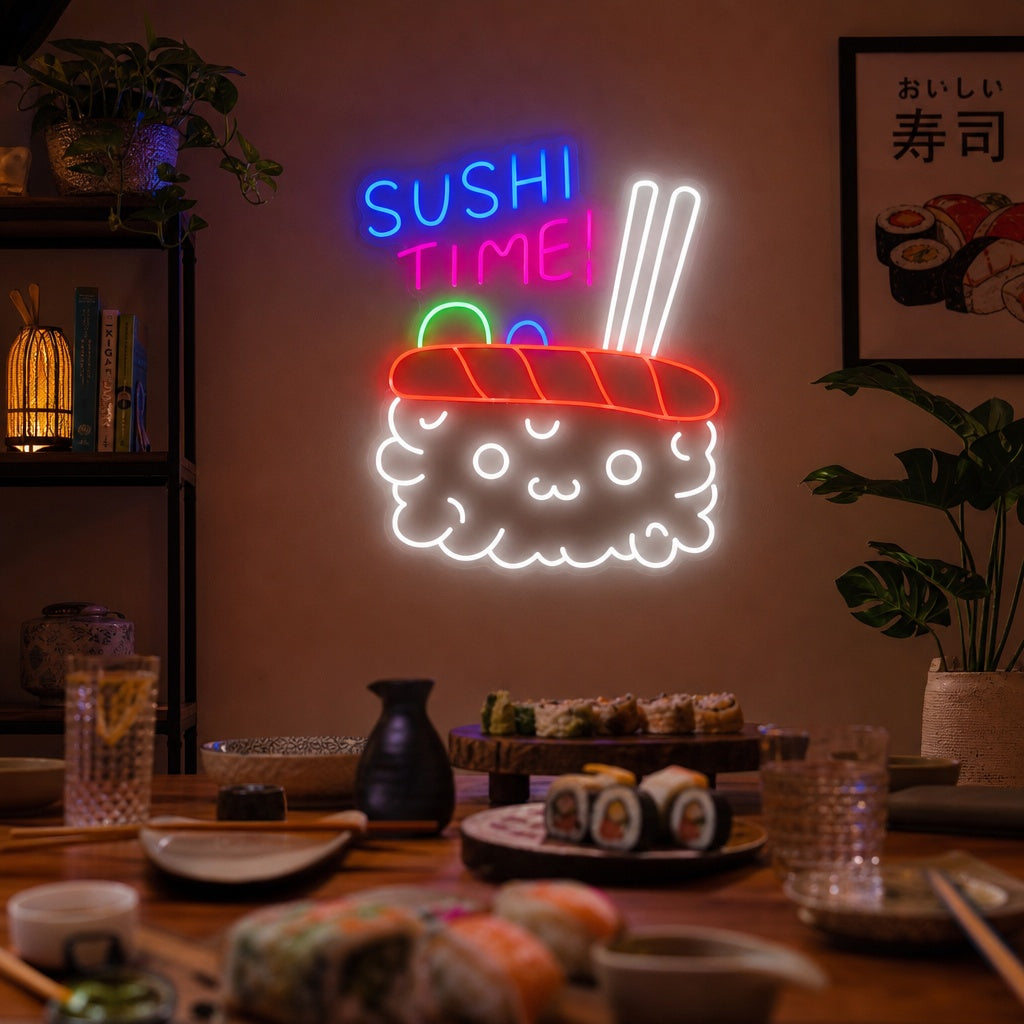 Sushi Time Neon Sign, Japanese Restaurant Decor