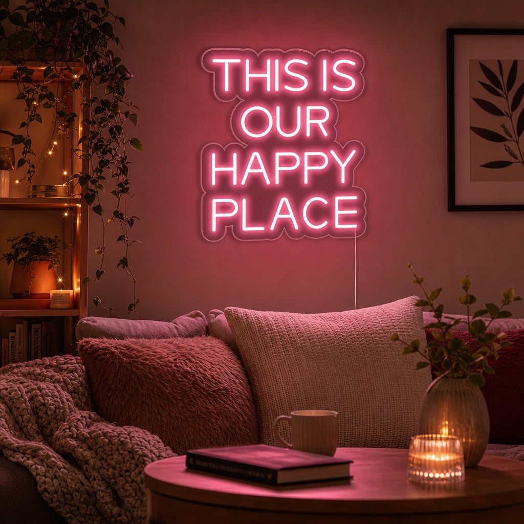 "This is Our Happy Place" Neon Sign
