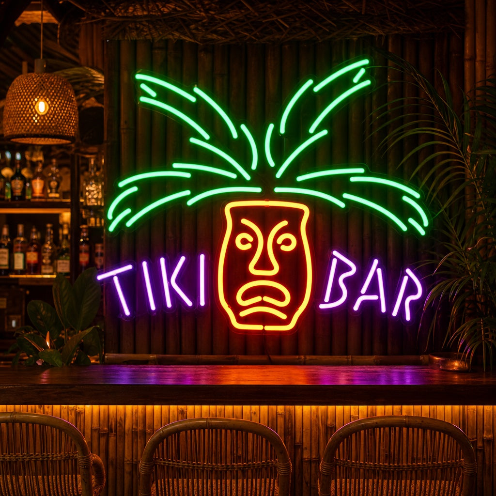 "Tiki Bar Paradise Palm Beer" Neon Sign