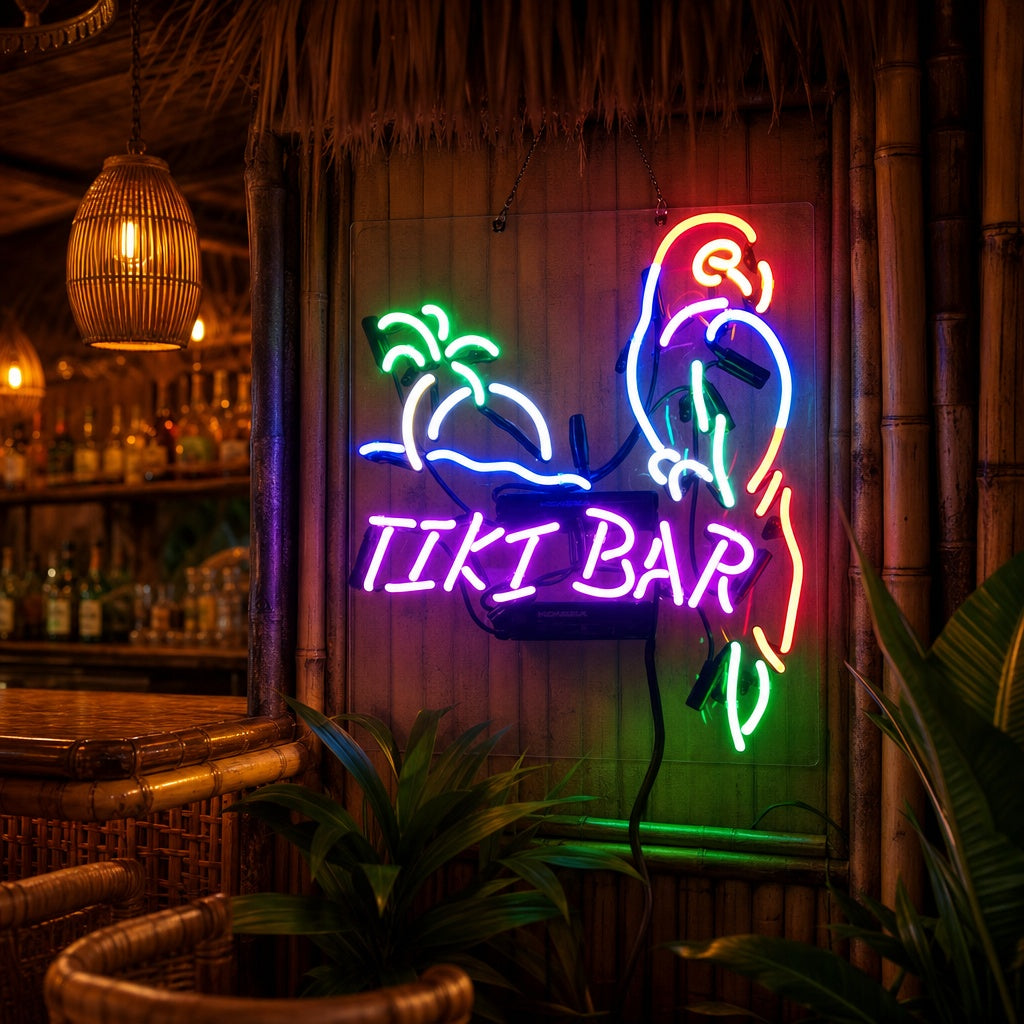 "Tiki Bar With Parrot" Neon Sign