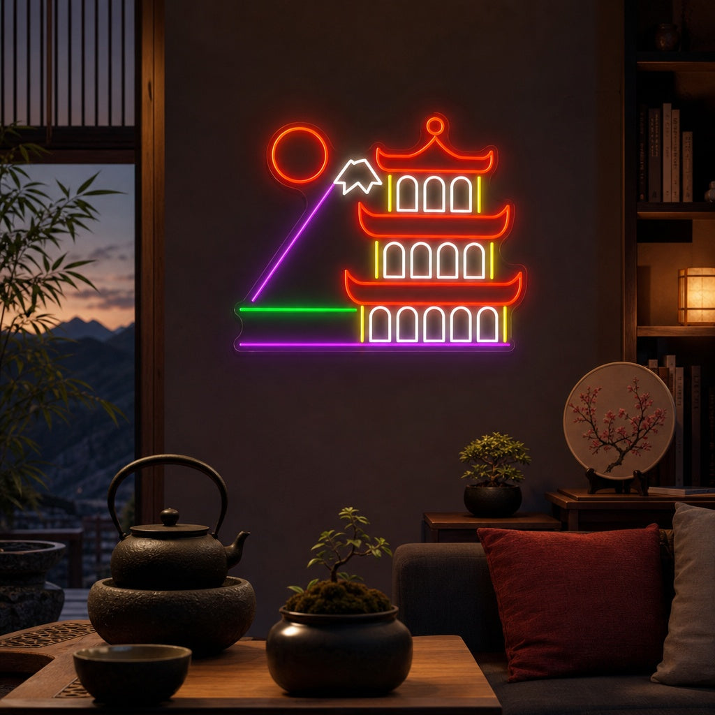 Traditional Japanese Building Neon Sign, Japanese Neon Sign
