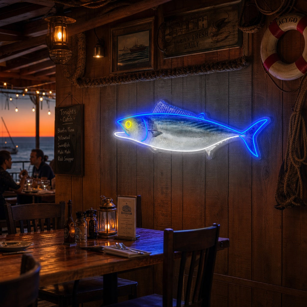 Tuna Fish Neon Sign, Japanese Restaurant Decor