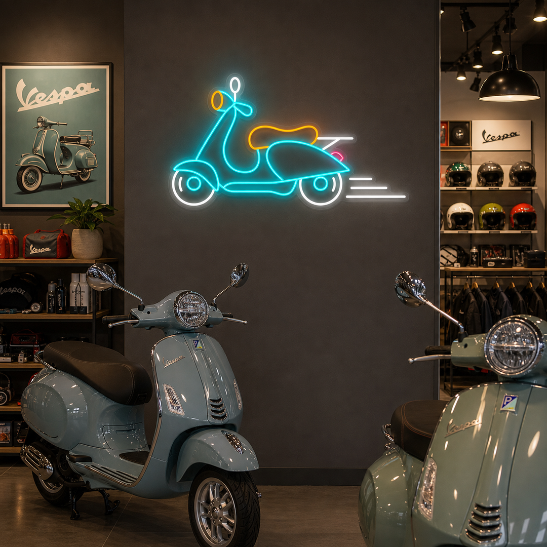 "Vintage Vespa Motorcycle" Neon Sign