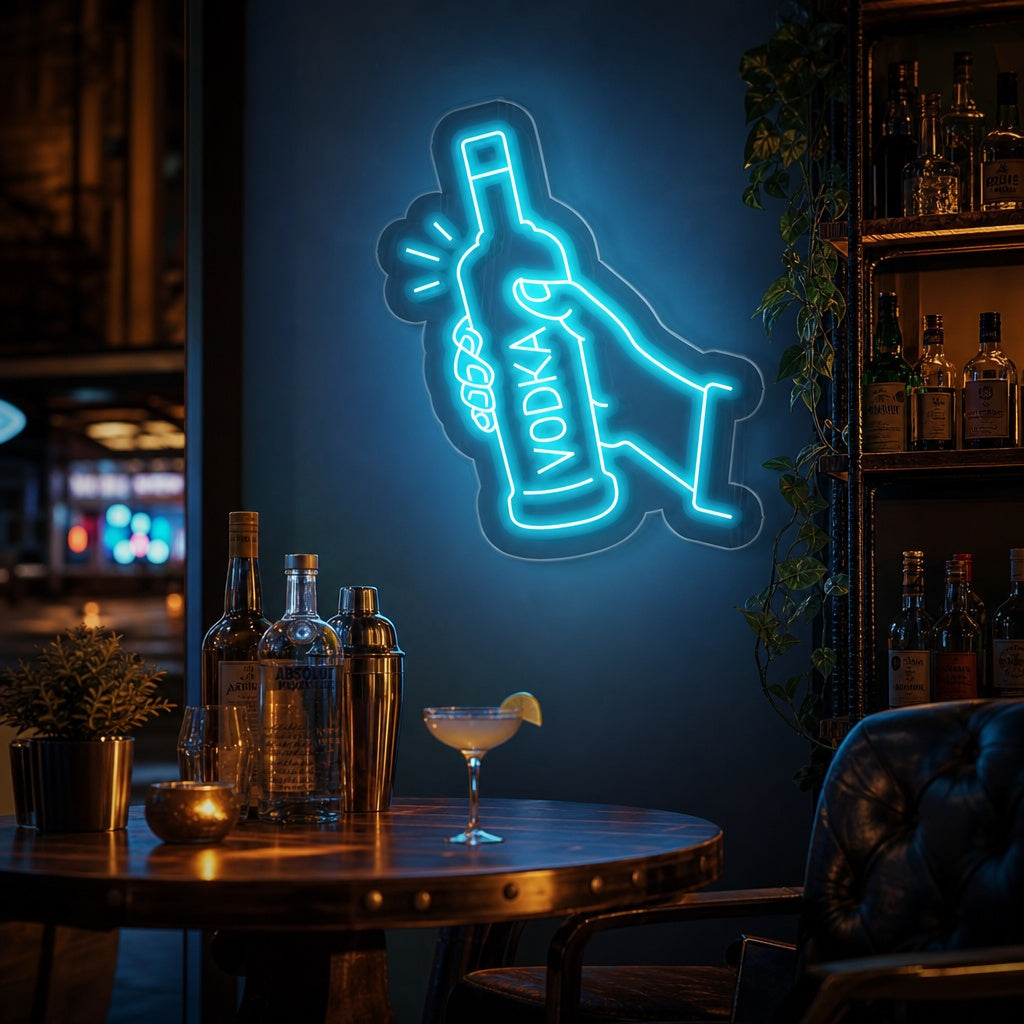 "Vodka Bottle Bar" Neon Sign