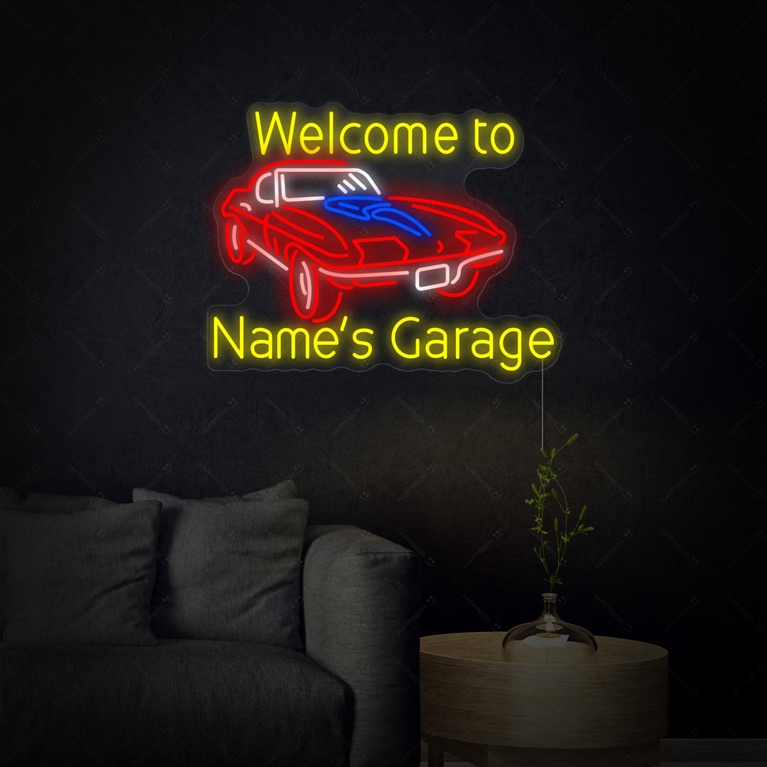 "Welcome to Genes Garage Car Logo" Neon Sign