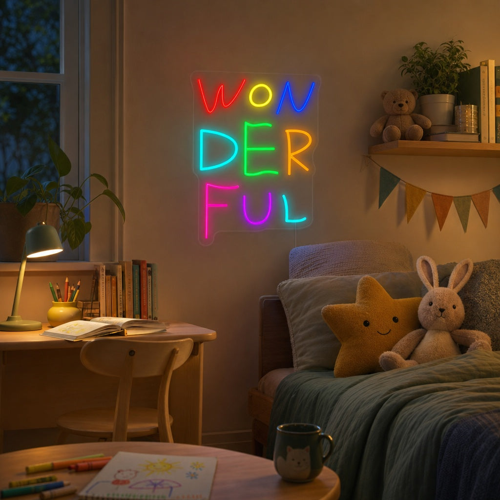 "Wonderful, Kids Room Decor" Neon Sign