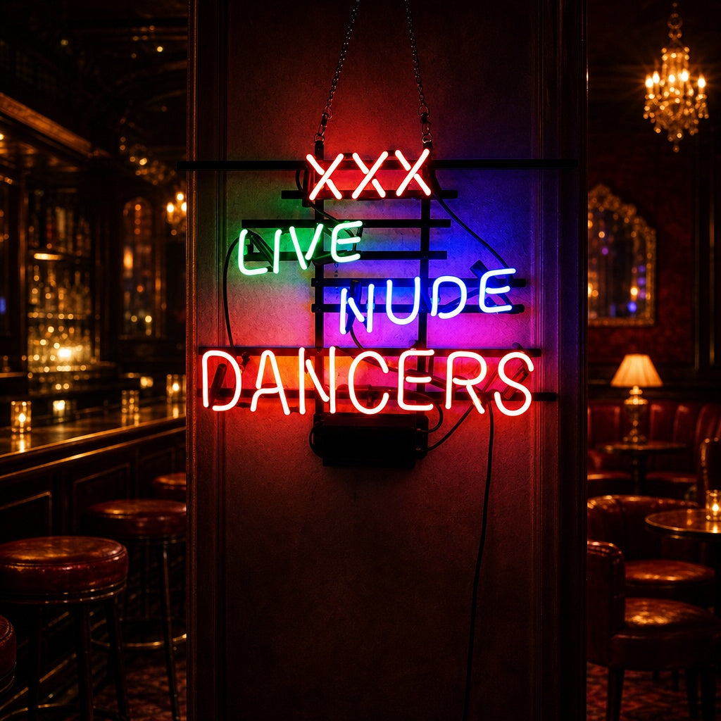 "XXX Live Nudes Dancers" Neon Sign