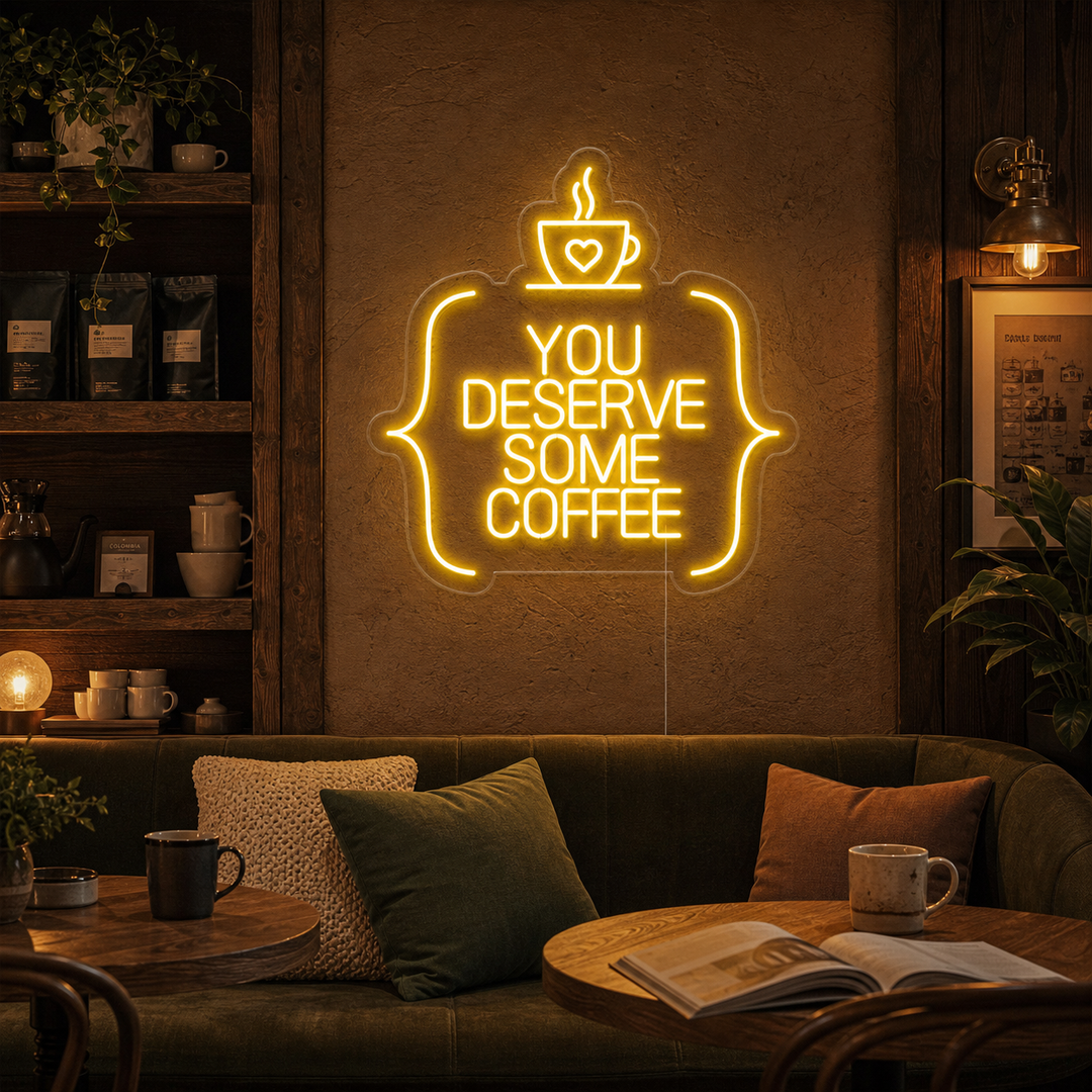 "You Deserve Some Coffee" Neon Sign