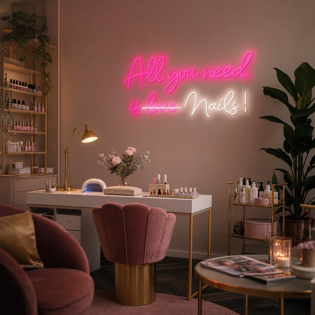 "All You Need Is Nails" Neon Sign