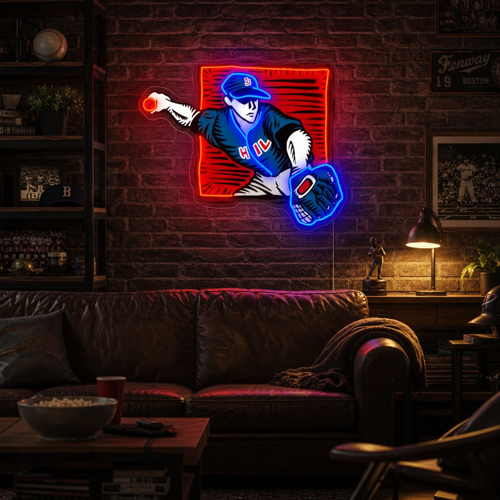 "Baseball Pitcher" Neon Sign