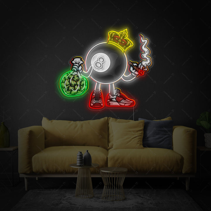 "Billiard Ball Smoking" Neon Sign