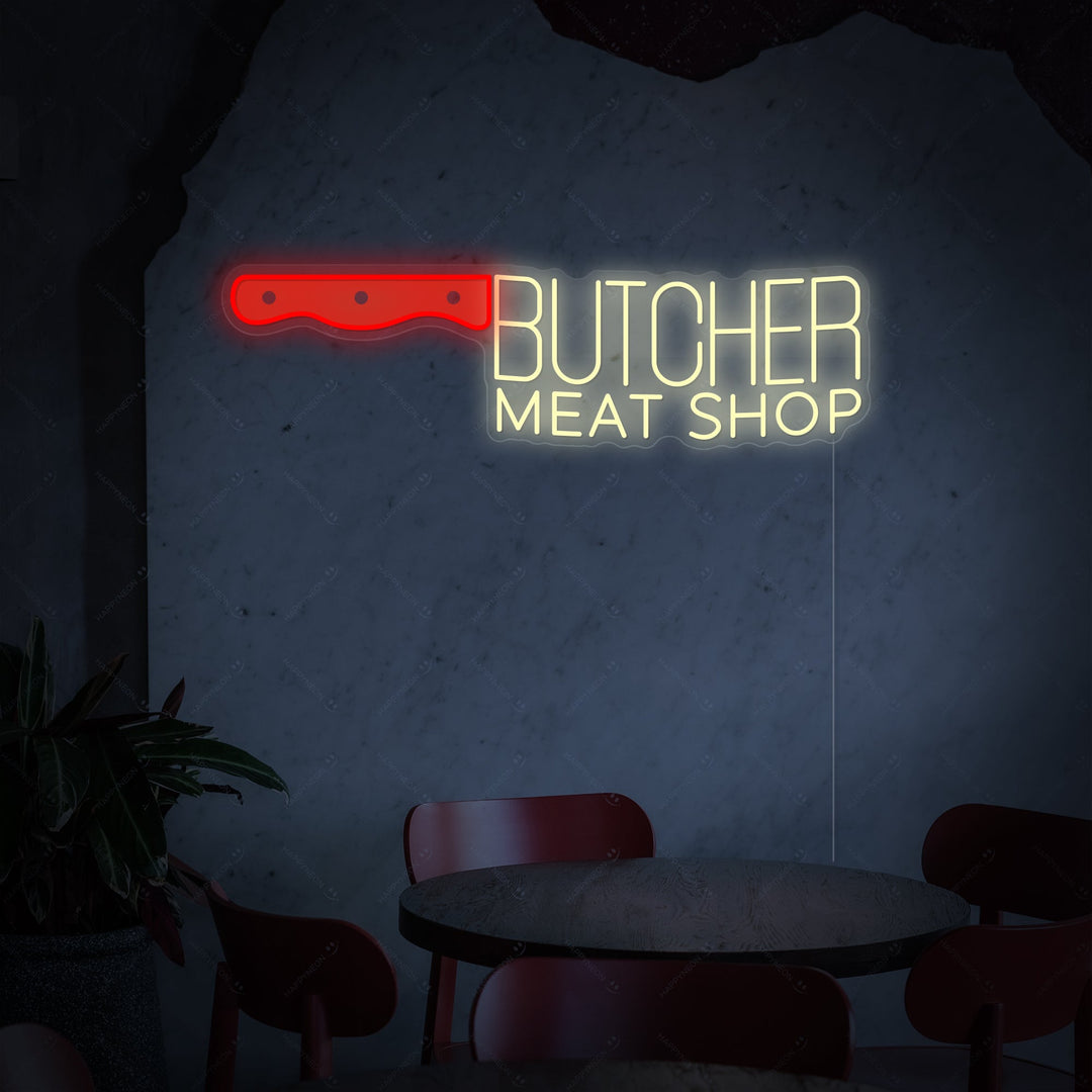 "Butcher Meat Shop" Neon Sign