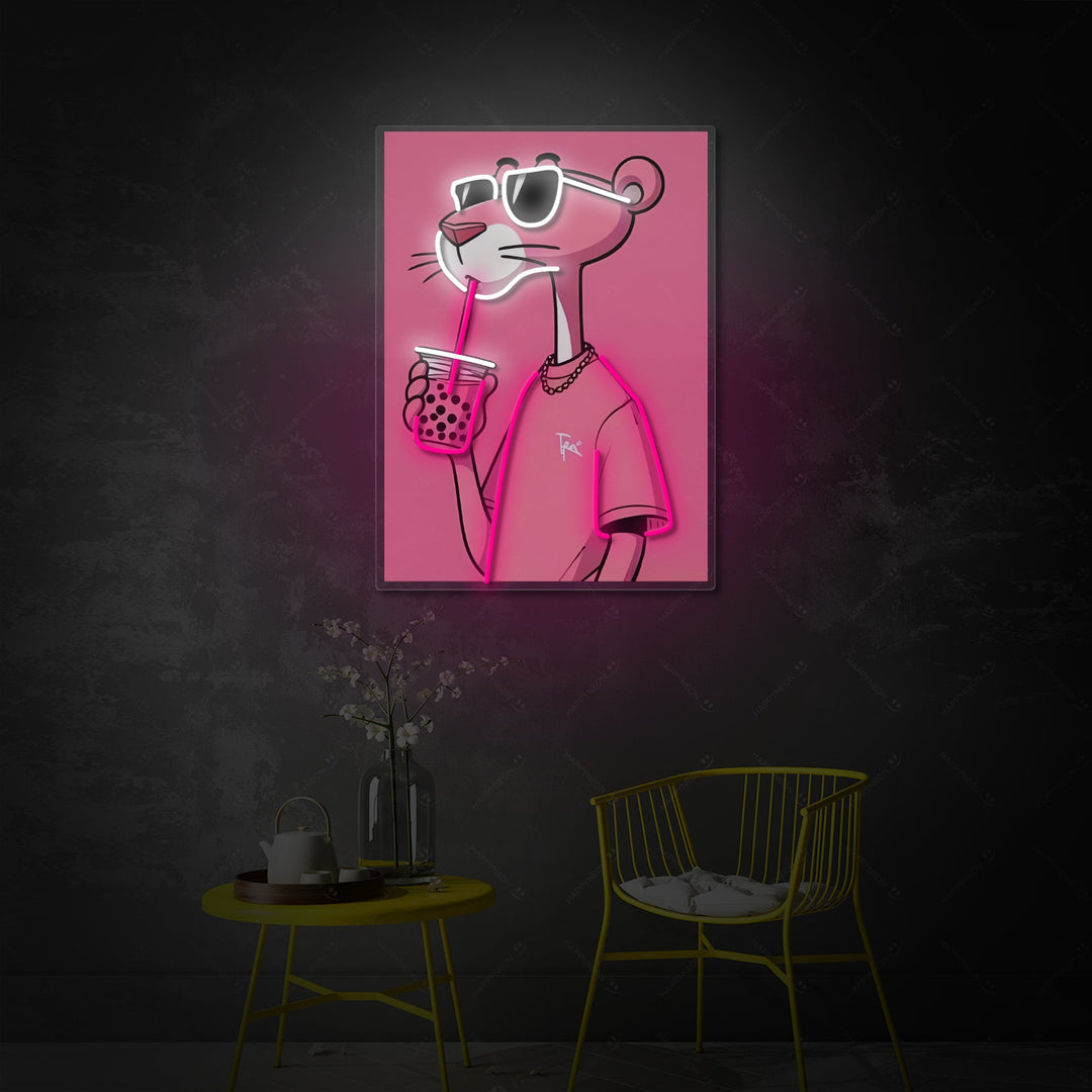 "Cool Panther Boba Vibes" Neon Sign