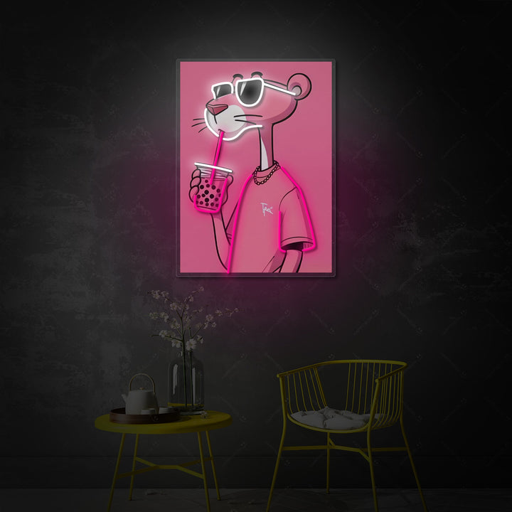 "Cool Panther Boba Vibes" Neon Sign