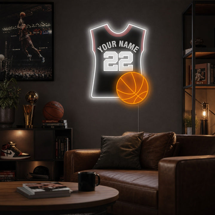 "Custom Basketball And Jersey" Neon Sign