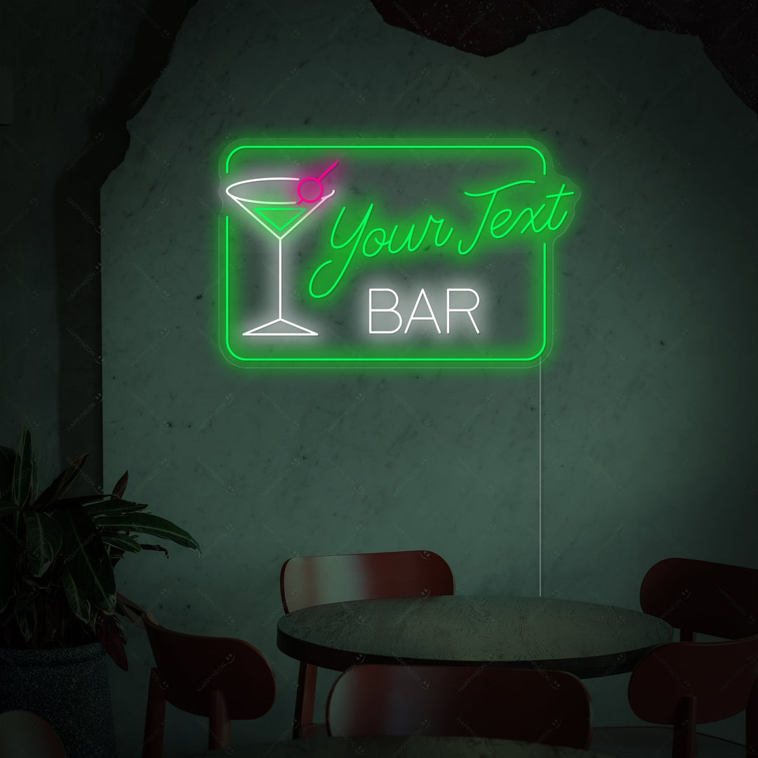 "Custom Cocktails Bar" Neon Sign