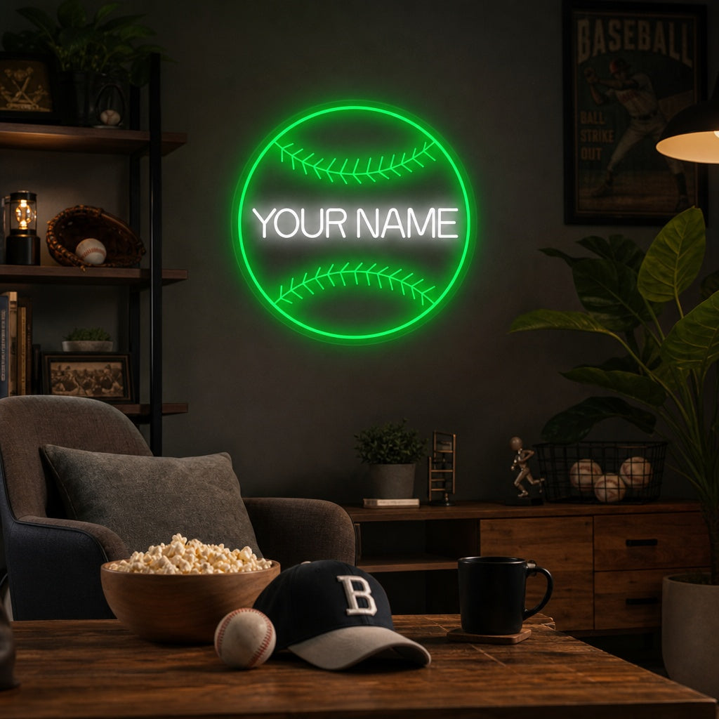 "Custom Name Baseball" Neon Sign