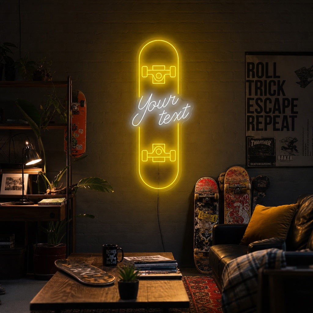 "Custom Skateboard" Neon Sign