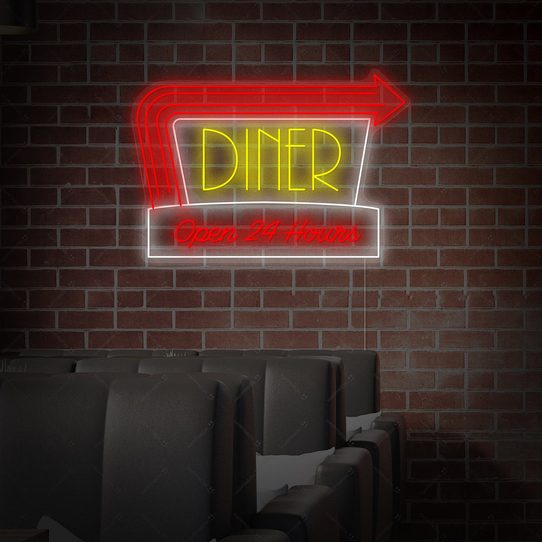 "Diner Open 24 Hours" Neon Sign