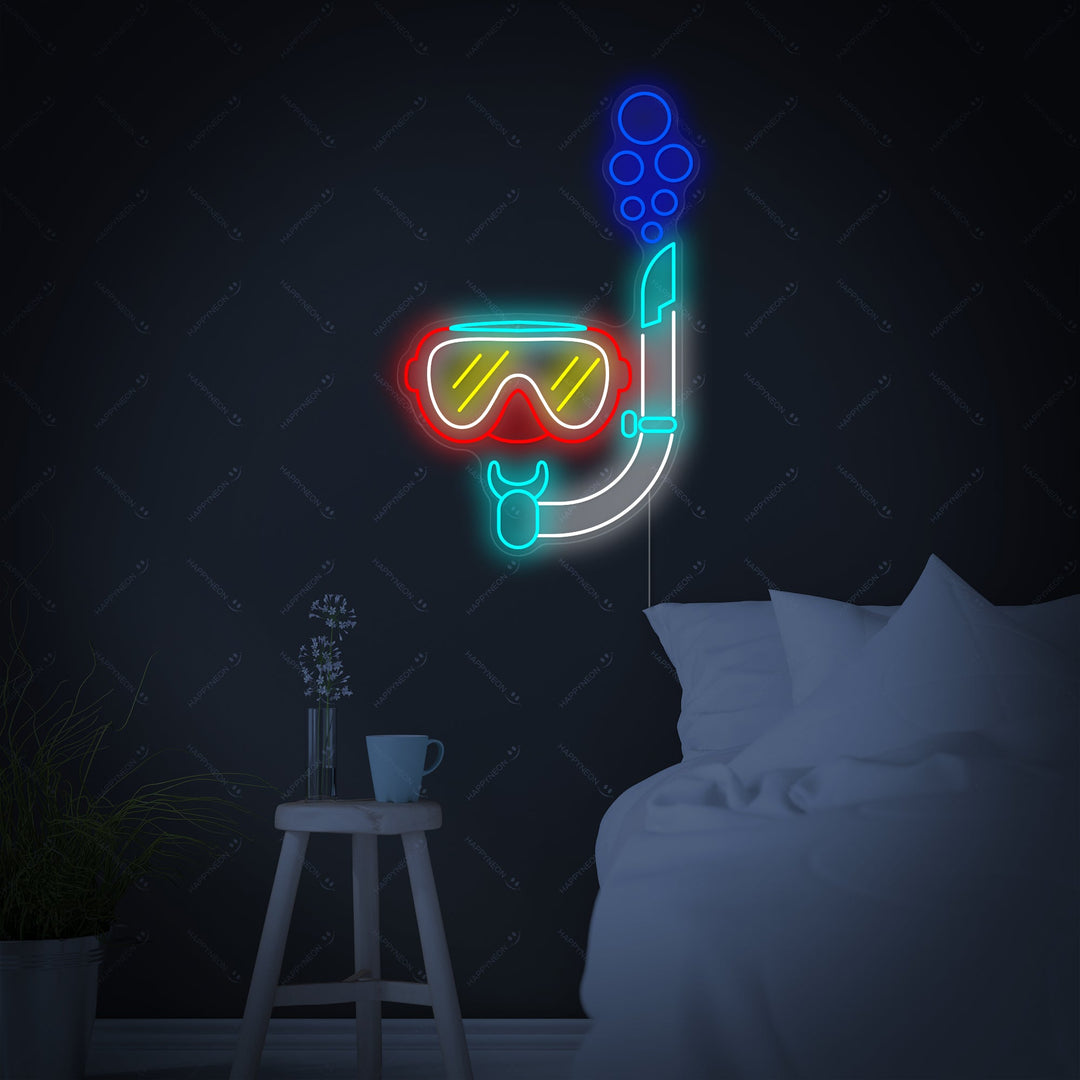 "Diving Snorkel Mask" Neon Sign