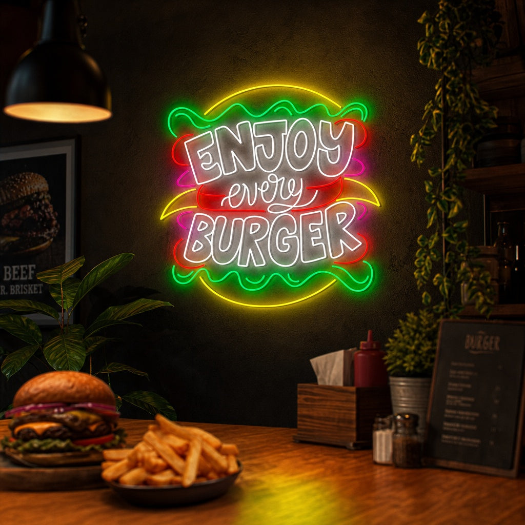 "Enjoy Every Burger" Neon Sign