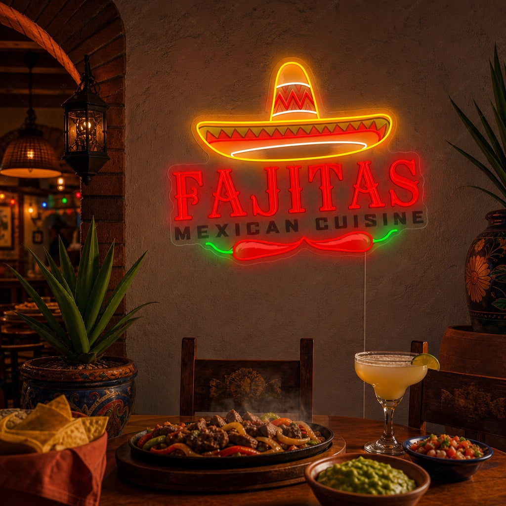 "Fajitas Mexican Cuisine" Neon Sign