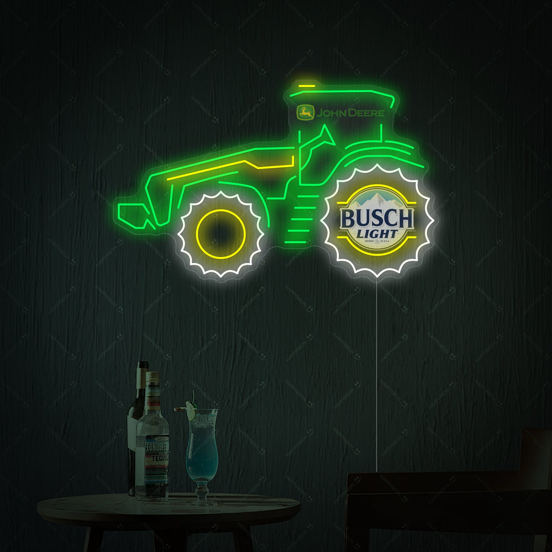 "Farmer Tractor And Beer Logo" Neon Sign