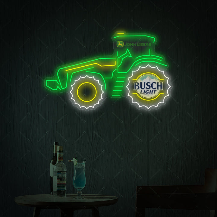 Farmer Tractor and Beer Neon Sign