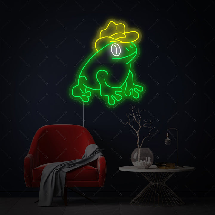 "Frog With Cowboy Hat" Neon Sign