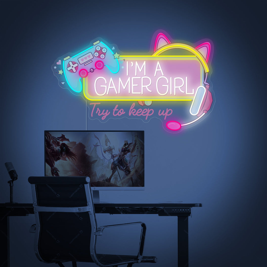 "Girl Gamer Logo" Neon Sign