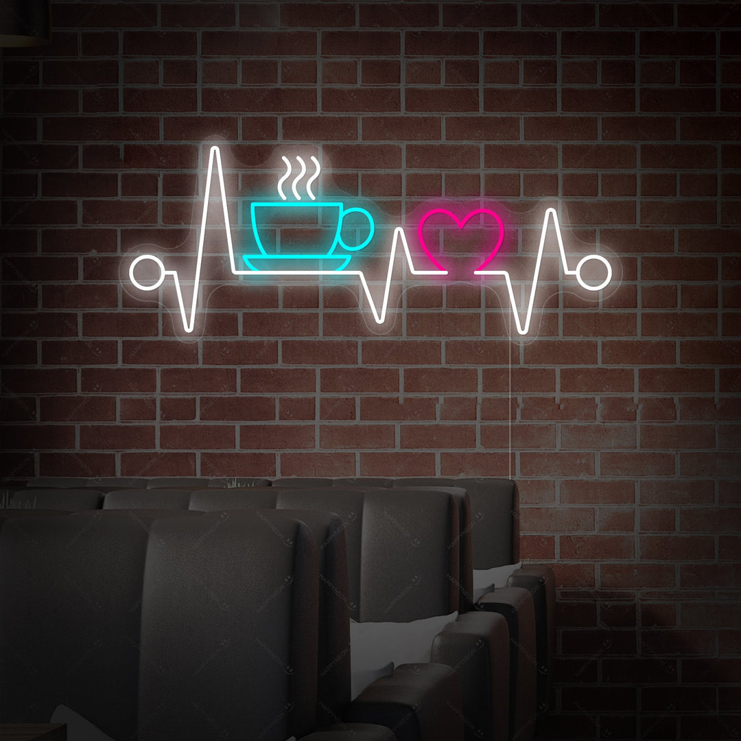 "Heartbeat With Coffee" Neon Sign