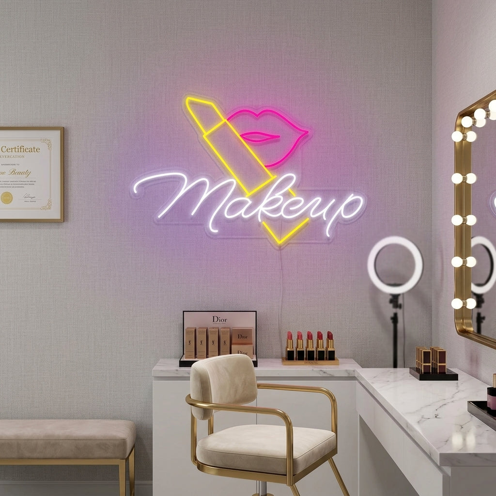 "Makeup Lipstick" Neon Sign