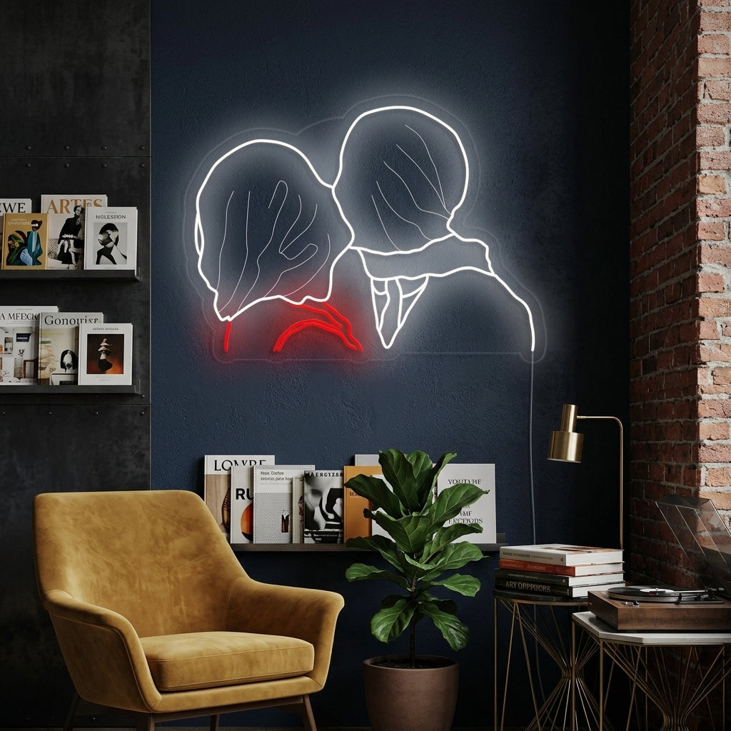 "The Lovers Rene Magritte" Neon Sign