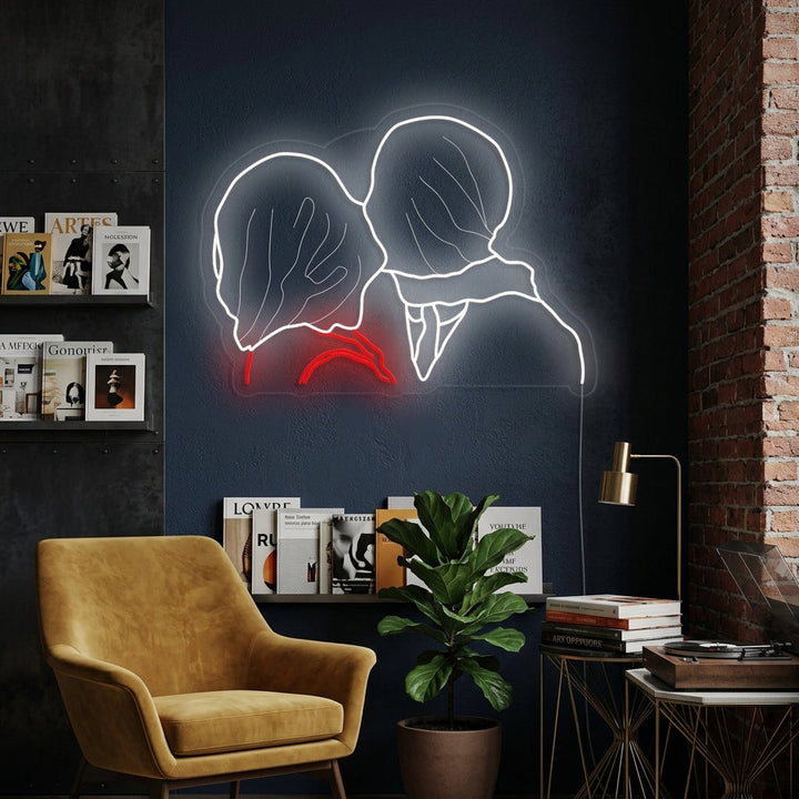 "The Lovers Rene Magritte" Neon Sign