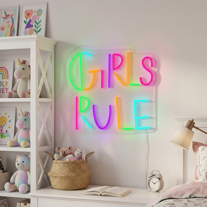 "Girls Rule, Kids Room Decor" Neon Sign