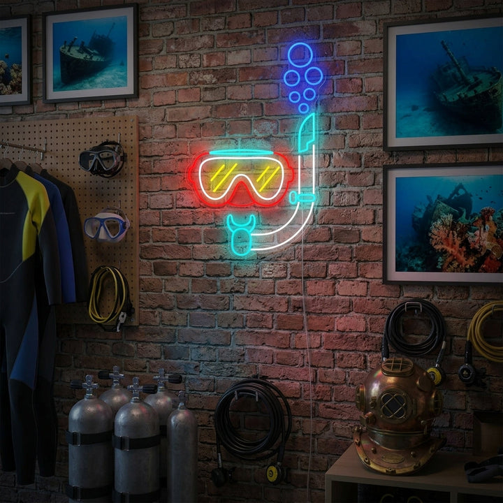 "Diving Snorkel Mask" Neon Sign