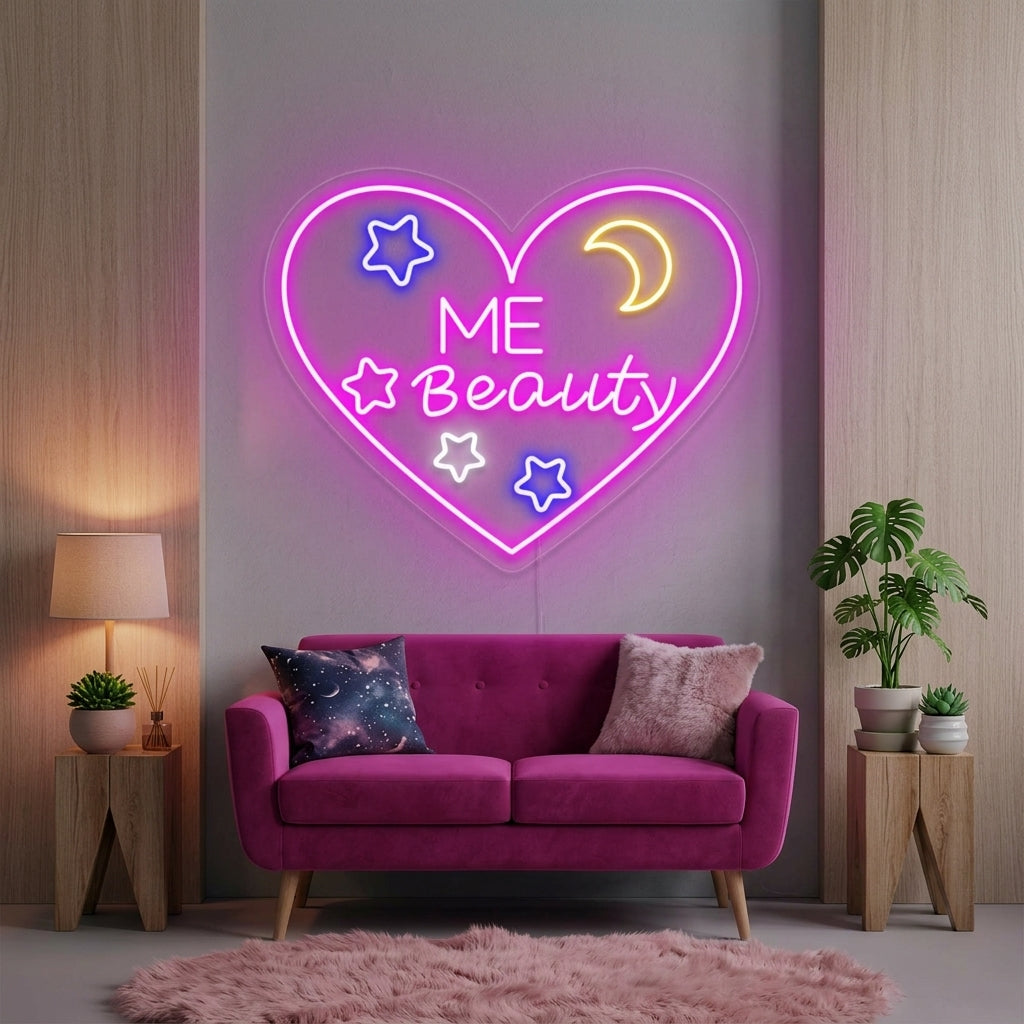 "Heart Love Me Beauty" Neon Sign