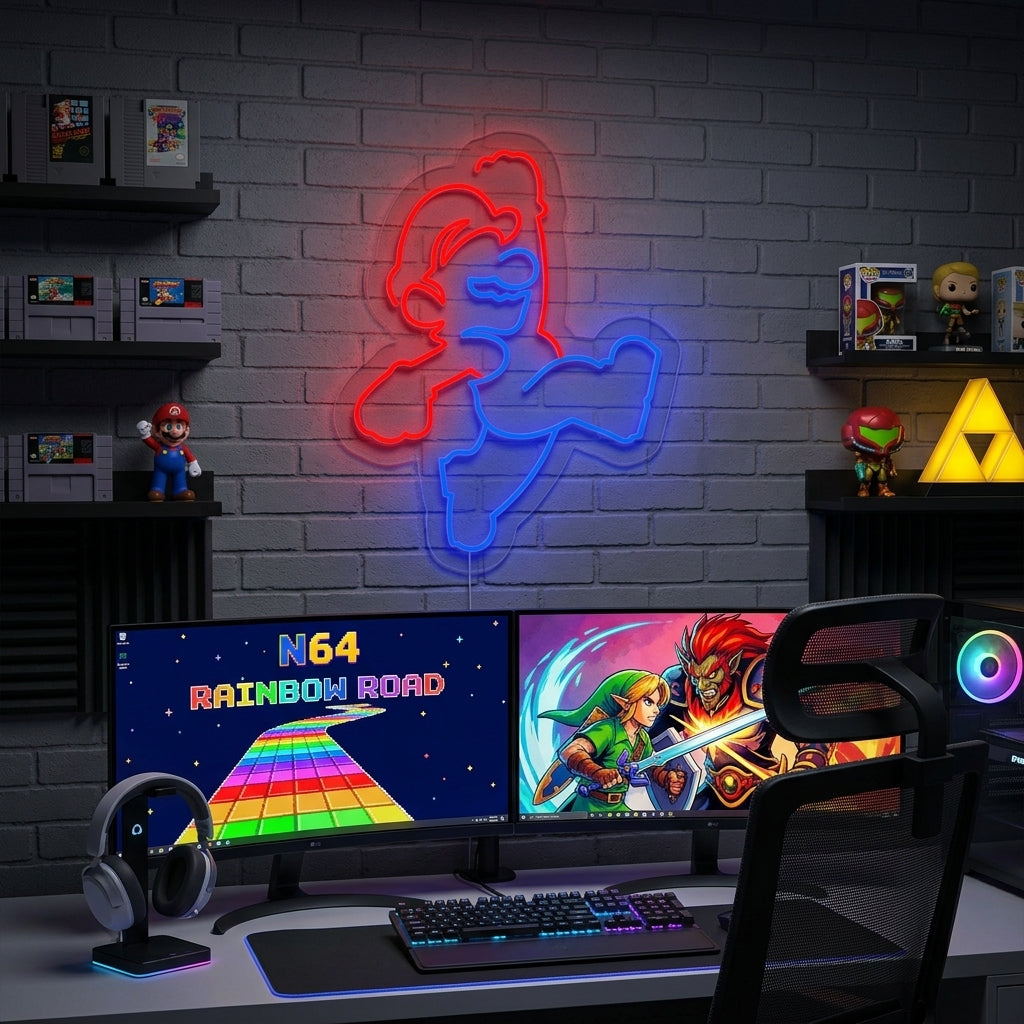 Retro Game Walk Jump Neon Sign
