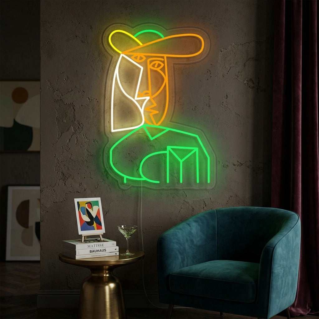 "Bust of Woman Pablo Picasso" Neon Sign