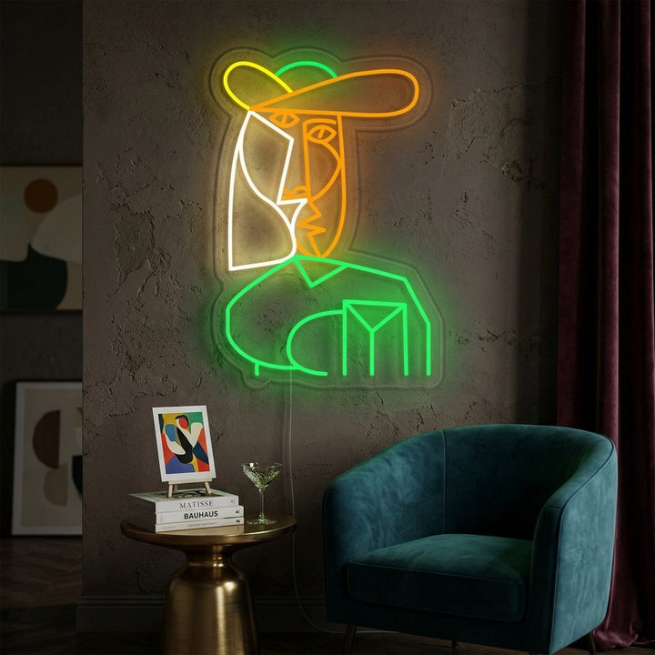 "Bust of Woman Pablo Picasso" Neon Sign