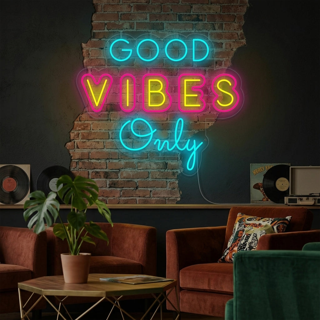 "Unique Good Vibes Only" Neon Sign