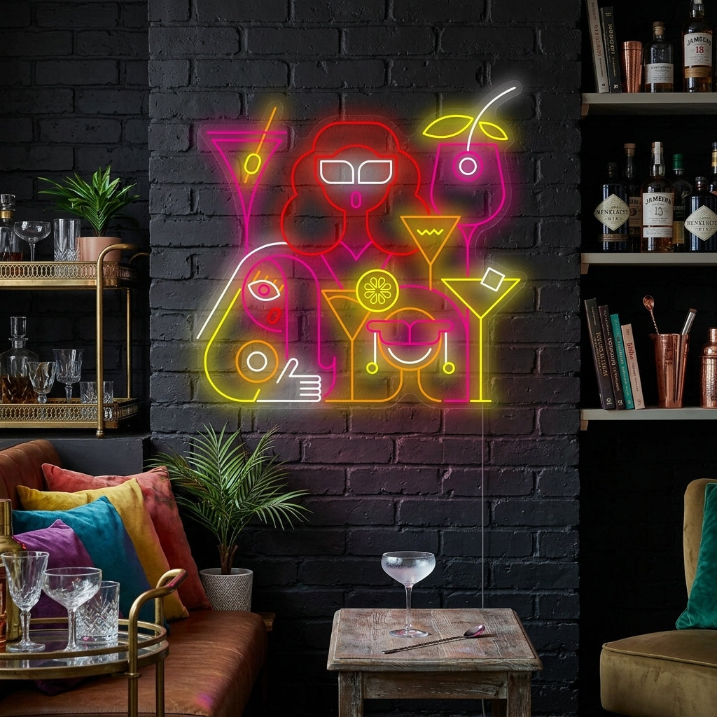 "Women Having A Drink In A Cocktail Bar" Neon Sign