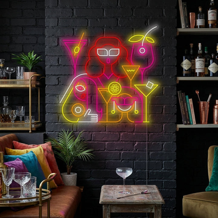 "Women Having A Drink In A Cocktail Bar" Neon Sign