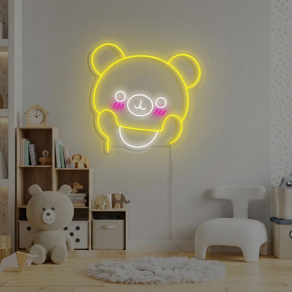 "Cute Bear, Kids Room Decor" Neon Sign