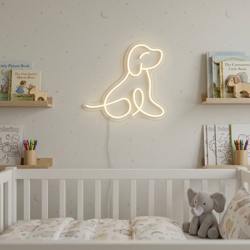 "Dog Puppy, Kids Room Decor" Neon Sign