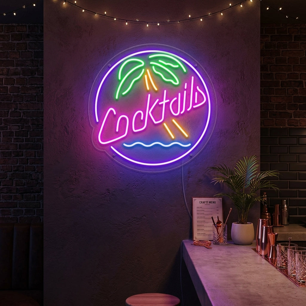 "Cocktails Beer" Neon Sign